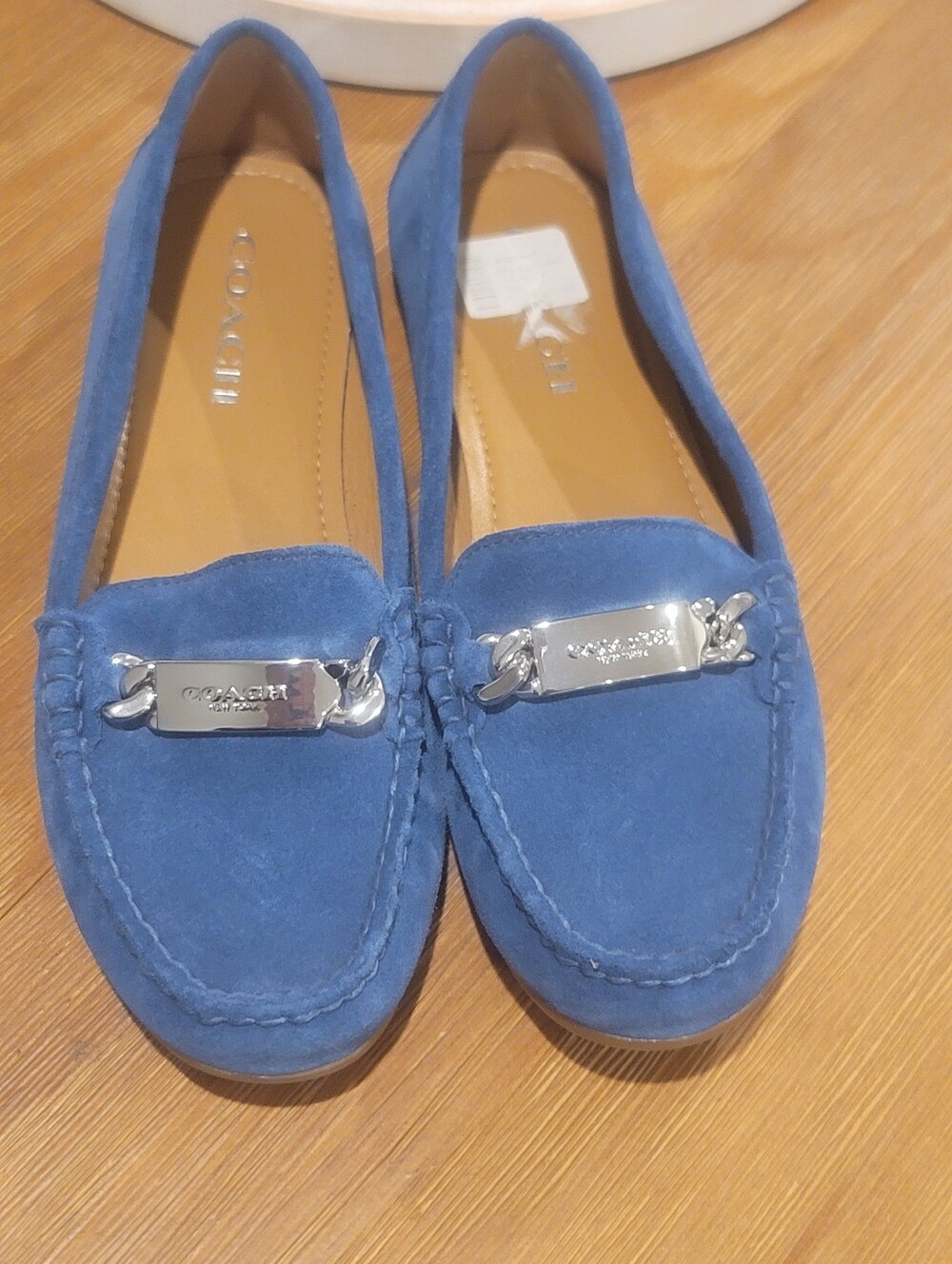 Coach Blue Suede Loafers with Silver Accent 7.5 B - Picture 10 of 10
